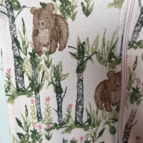 Burt's Bees Pyjamas Footies One Piece Zip Up Bears Woods Pink 24M Girl - Picture 2 of 9